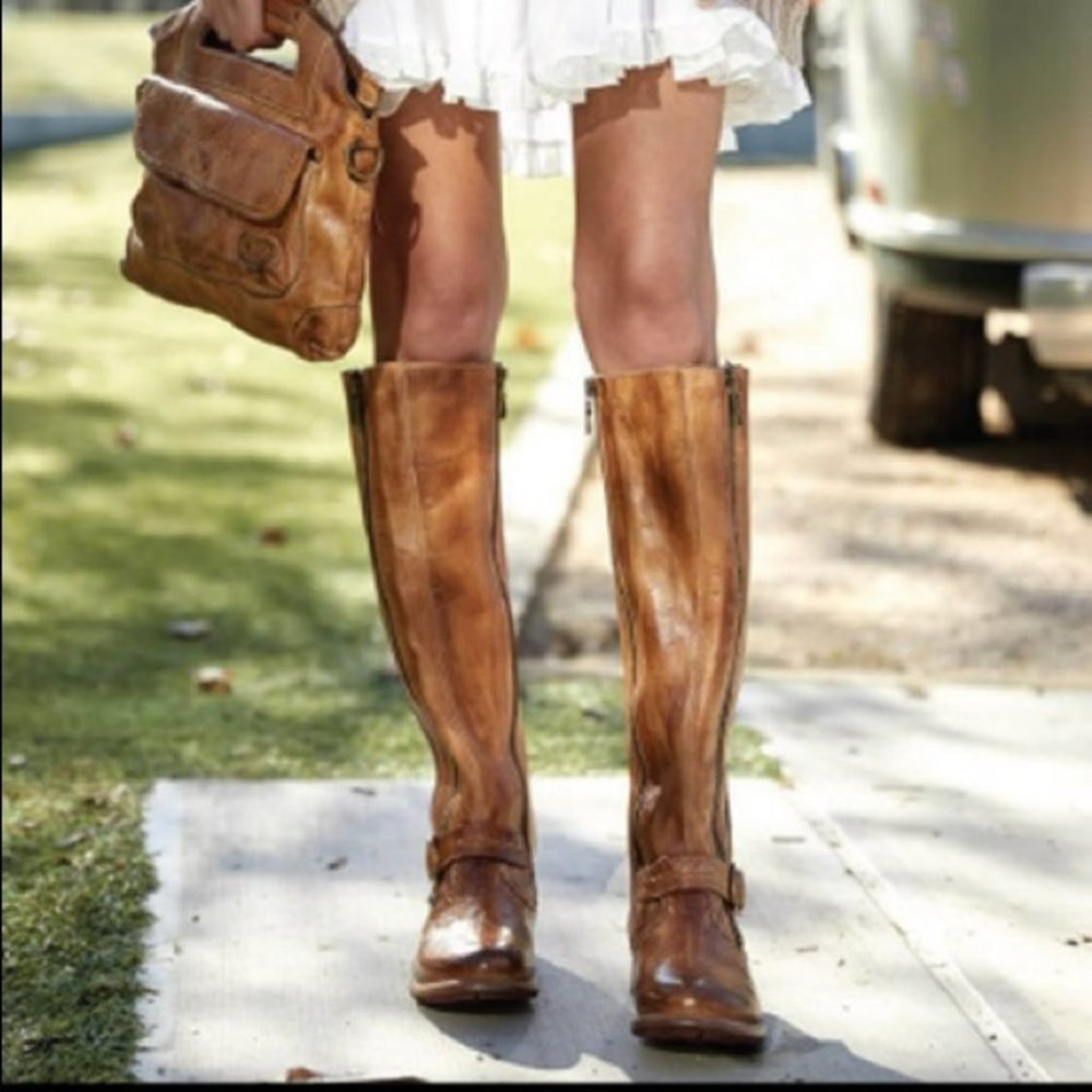 Bed Stu brown Burnley leather lace up detail tall riding boots 7 - Picture 16 of 16